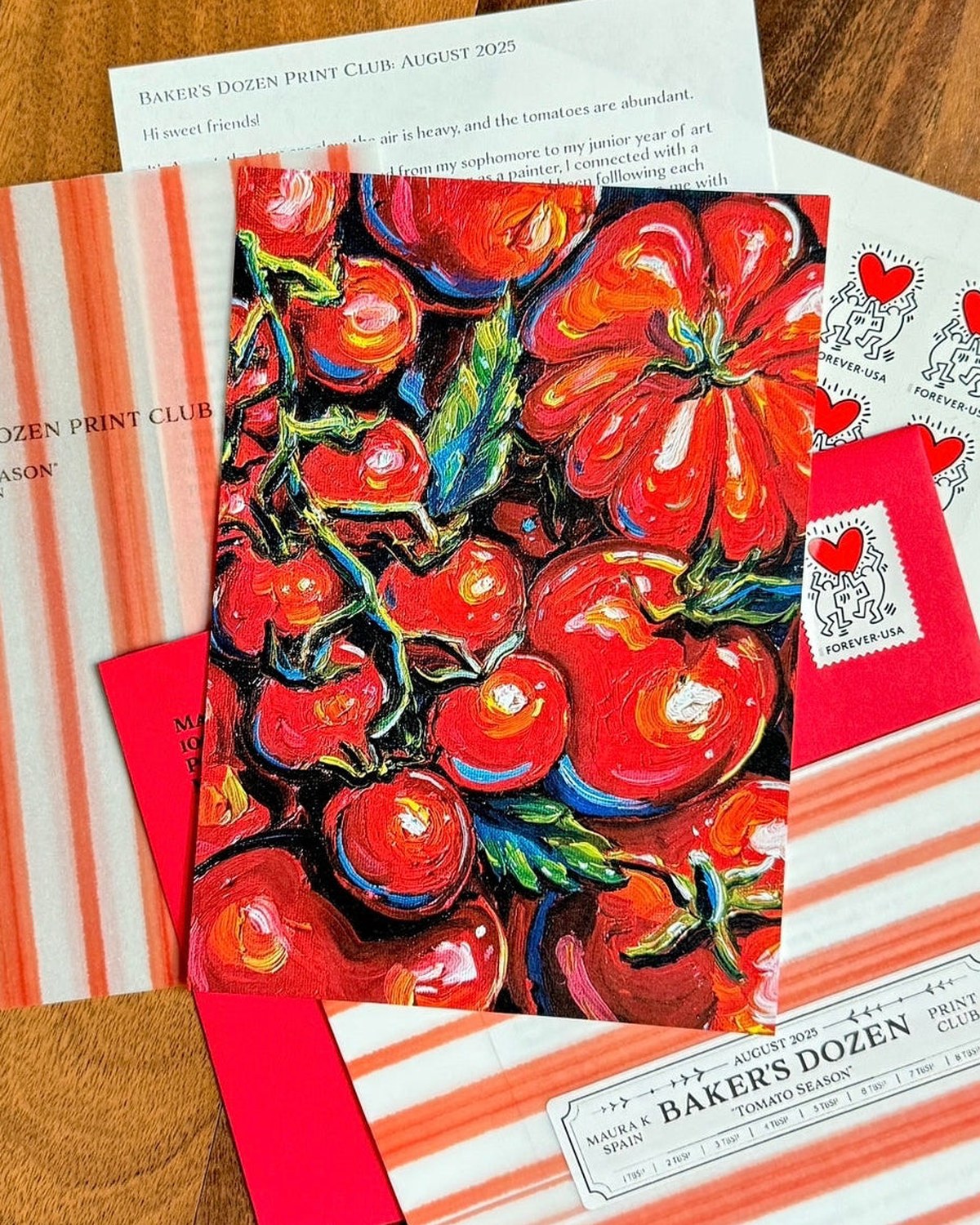 One month of the Baker's Dozen Print Club: a letter, a signed print, a stamp