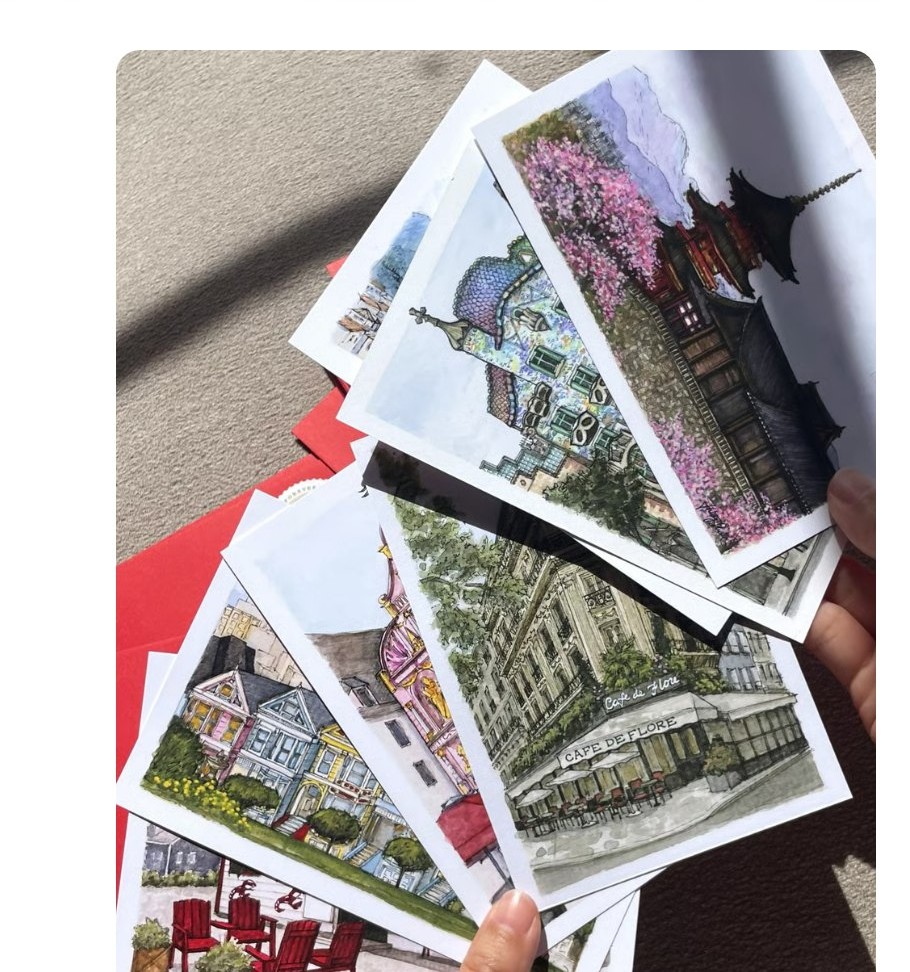 A month of postcards from a city-sketching club (artsbytrinity.com)